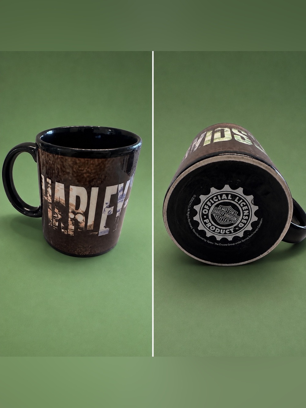 Harley-Davidson 2002 Vintage Brown and Black Logo Ceramic Mug, Rare, Collectible